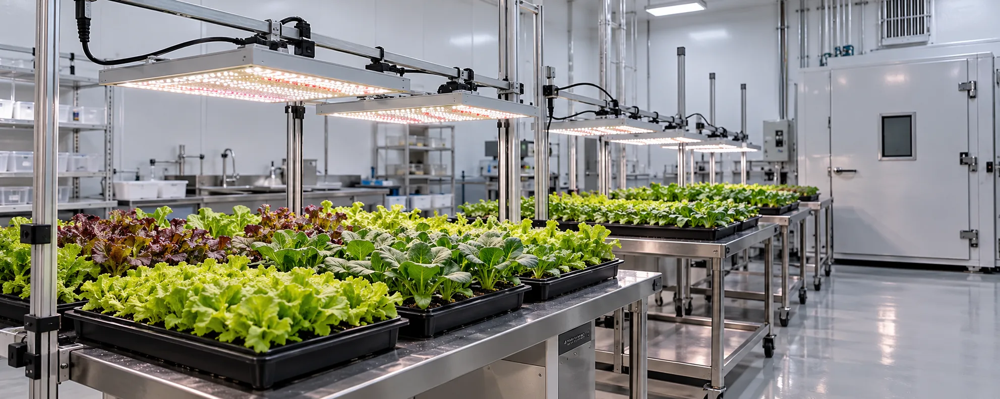 Plant research growth lab with controlled LED lighting